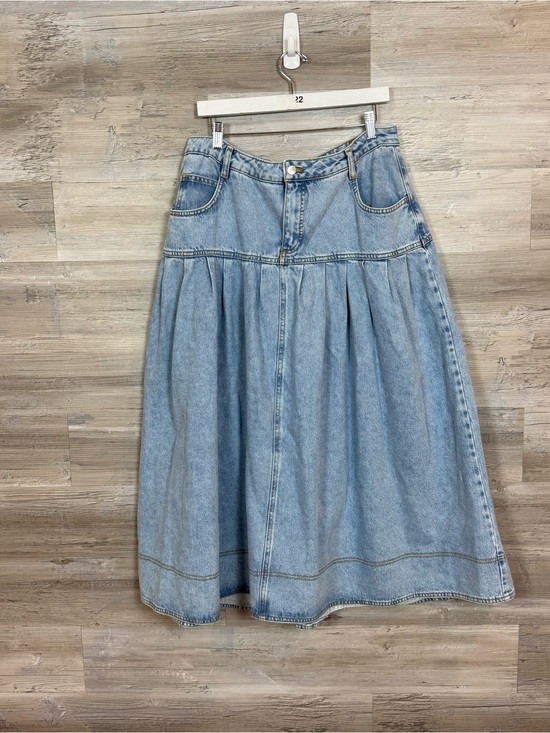 Pilcro Dresses & Skirts - Anthropologie Pilcro Denim Pleated Midi Skirt Size 14 Light Blue Soft Yoke Boho